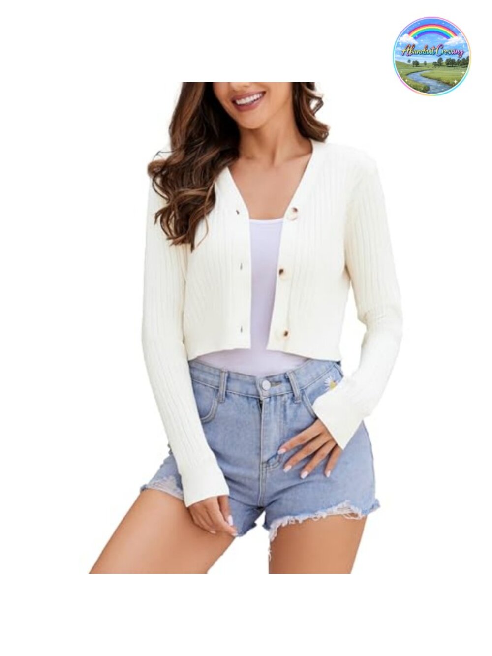 Long Sleeve Cropped Cardigan Sweater Bolero Shrug V-Neck Button